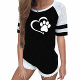 I LOVE Dogs Paw Print T-Shirts for Women