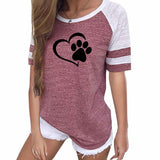 I LOVE Dogs Paw Print T-Shirts for Women