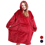 Coral and Sherpa Fleece Blanket-Wear With Sleeves