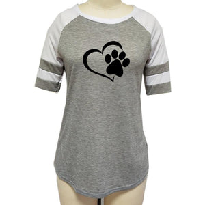 I LOVE Dogs Paw Print T-Shirts for Women