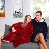 Coral and Sherpa Fleece Blanket-Wear With Sleeves